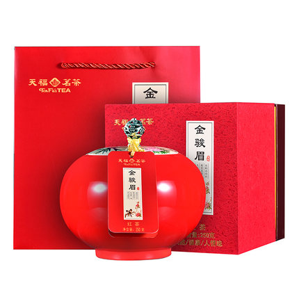 天福茗茶金骏眉红茶武夷山特级茶叶散装瓷罐送礼礼盒250g