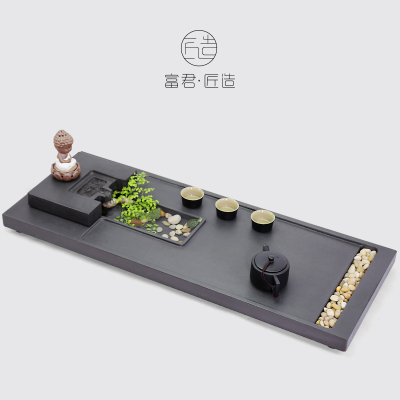 乌金石茶盘家用套装天然石头茶台现代简约创意流水办公室功夫...