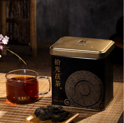 泾渭茯茶黑茶叶陕西茯砖茶 200g拾光块泡茯茶 金花伏茶...
