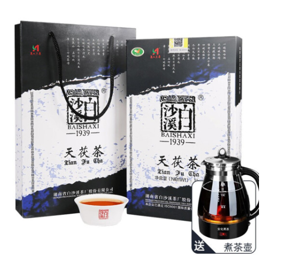 湖南老字号白沙溪 湖南安化黑茶 天茯茶1000g 安化黑...