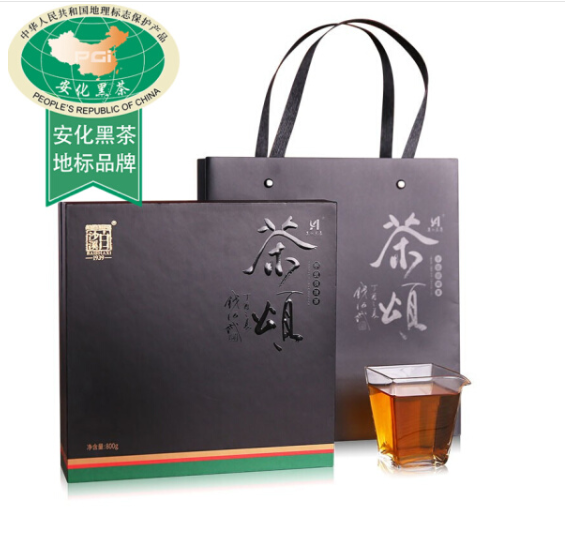 湖南安化黑茶白沙溪带毫芽料金花茯砖茶茶颂手筑茯砖800g...