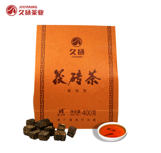 久扬湖南安化黑茶 2014年直泡金花茯砖颗粒散茶400克