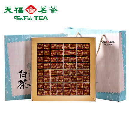 天福茗茶 白牡丹小方块紧压白茶 福鼎白茶礼盒384G
